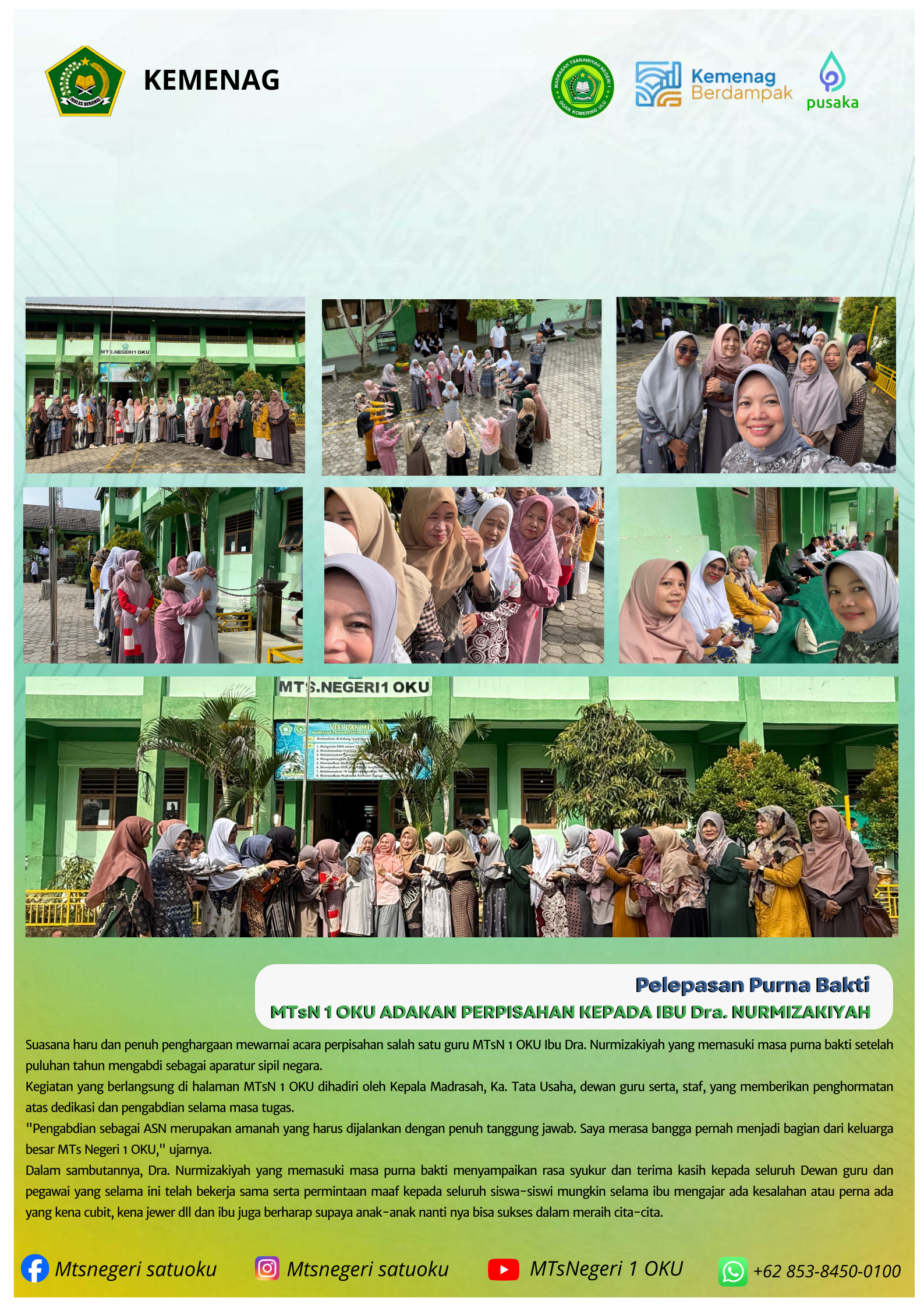 MASA PURNA BAKTI IBU Dra. NURMIZAKIYAH